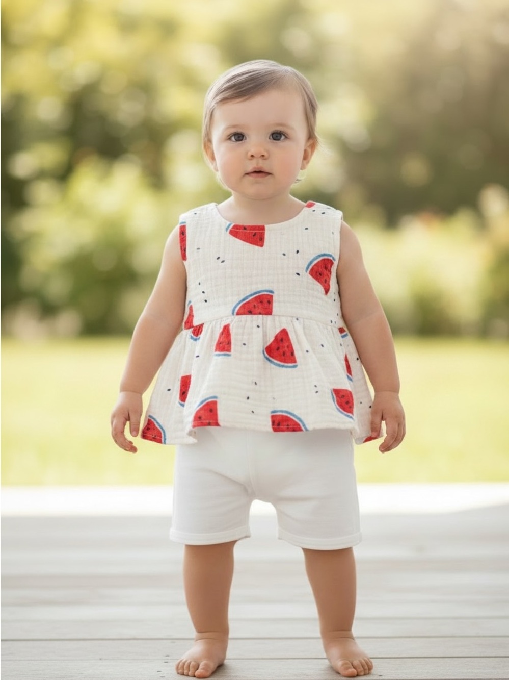Cat & Jack Baby Watermelon Print Gauze Top 3-6 Months Summer 4th of July